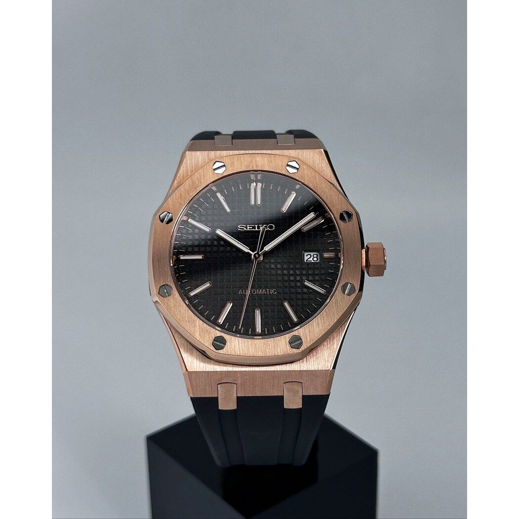 Custom Seiko Mod • Black Rose Gold AP • 42mm